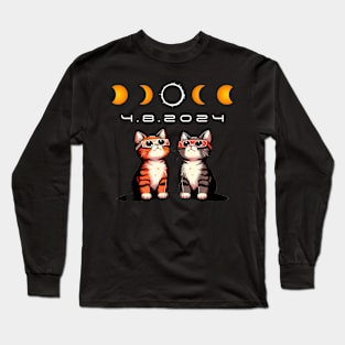 Solar Eclipse 2024 Cats ing Solar Eclipse Long Sleeve T-Shirt